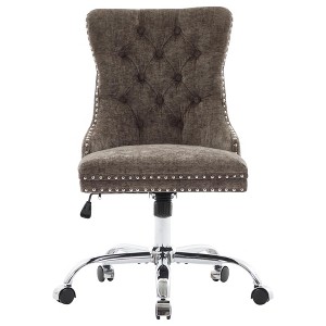 QingMoon Home Office Chair, Chenille Upholstered Desk Chair, Adjustable Swivel Computer Chair with Chrome Metal Base for Bedroom and Office - 1 of 4