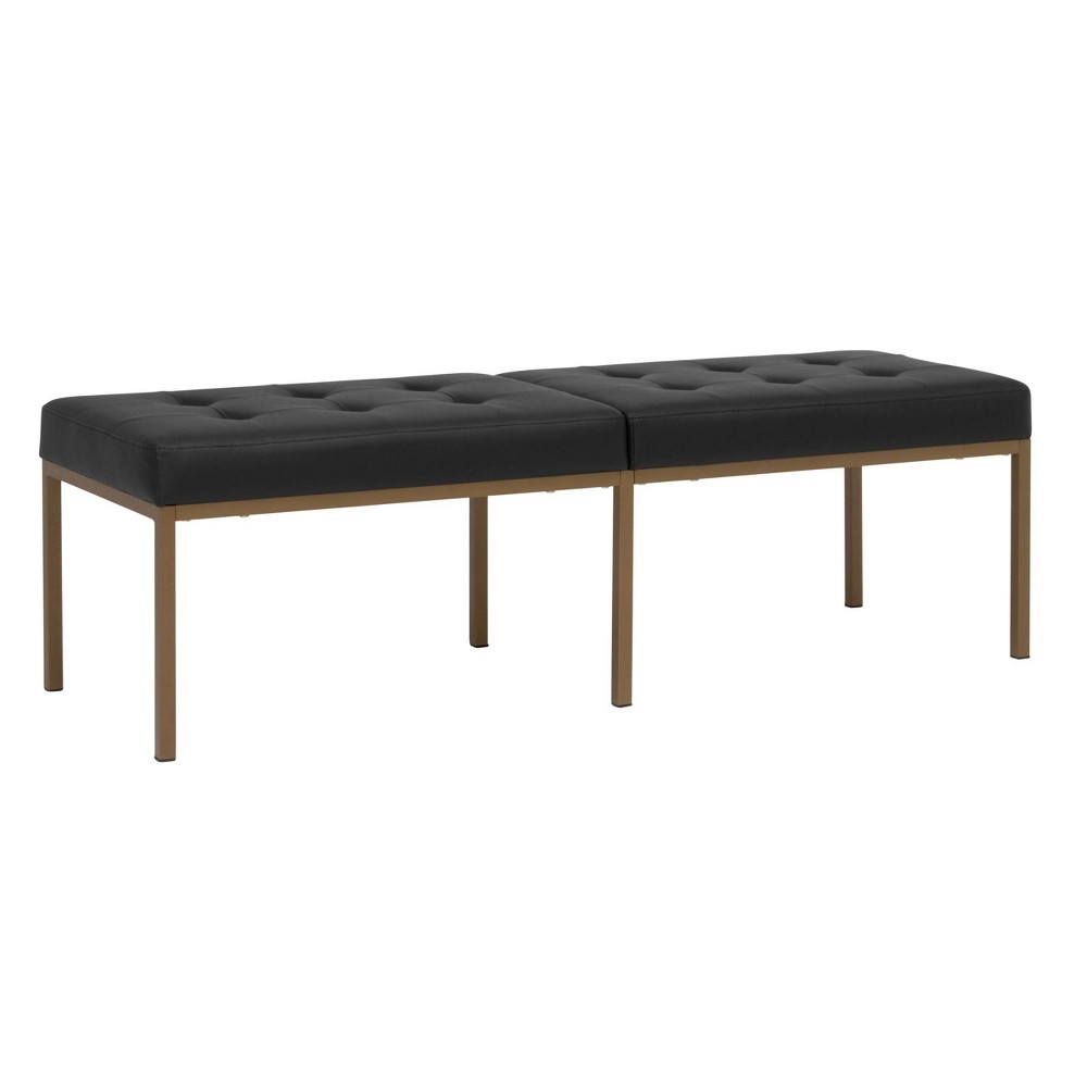Photos - Other Furniture 60" Wide Camber Modern Metal and Bonded Leather Bench Black/Bronze - Studi