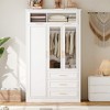 ORRD White 4-Door Wardrobe Closet with LED Lighting and 3 Drawers - 3 of 4