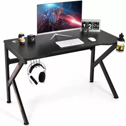 Costway 48'' K-shaped Gaming Desk Computer Table with Cup Holder & Headphone Hook
