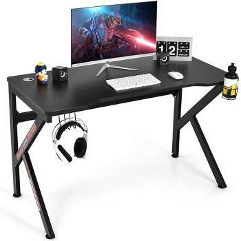 Costway 48'' K-shaped Gaming Desk Computer Table with Cup Holder & Headphone Hook