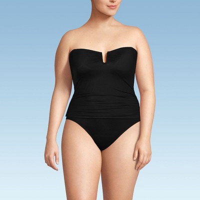 Lands' End Women's Slender Bandeau U-Wire Tankini Swimsuit Top