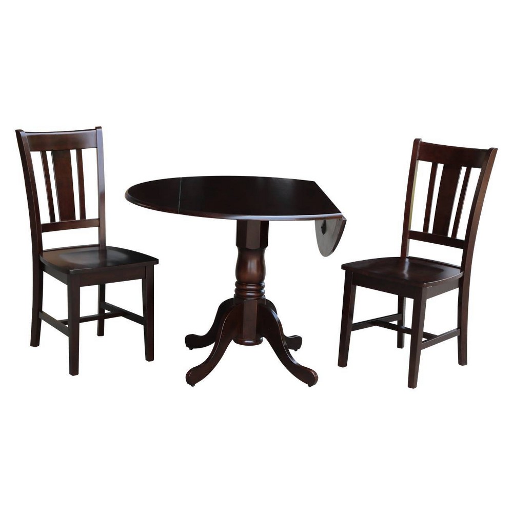 Photos - Dining Table 42" Dual Drop Leaf  with 2 San Remo Splat Back Chairs Rich Moc