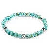 ELYA Women's Turquoise Beaded Stainless Steel Bracelet - 3 of 3