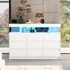 Famapy Horizontal Dresser with Ambient Lighting 9 Drawer Chest of Drawers Modern Style White - 2 of 4