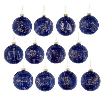 Kurt Adler 80MM Glass Zodiac Ornaments, Set of 12