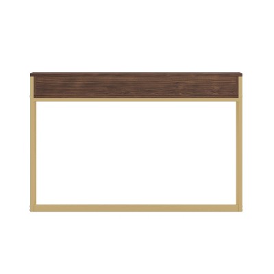 Walnut and Brass Modern Home Office Desk with Drawers