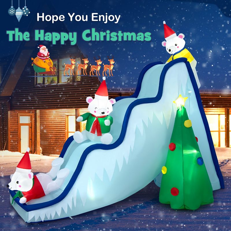 Costway 7.5FTInflatable Polar Bear Slide Scene Decoration, Blowup Christmas Decoration, 1 of 9