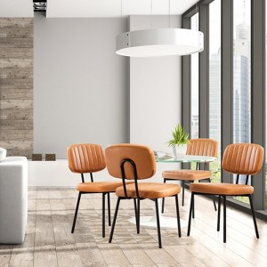 Sevobal Task And Office Chairs Upholstered Mid Century Modern Kitchen Dining Room Accent Chairs With Faux Leather Cushion Seat, Brown, 19"*21.6"*31.4" - 1 of 4