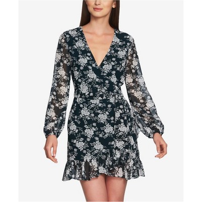 1.STATE Womens Ruffled Floral Wrap Dress