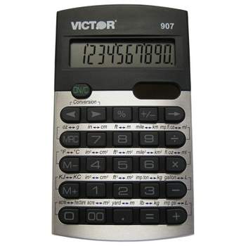 Victor Technology Metric Conversion Calculator VCT907 10 digit silver and black design