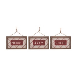 Transpac MDF Plaid Ornament Decor Set of 3 Christmas Home Decorations - 1 of 1