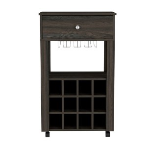 Vynxaria 37-Inch Bar Serving Carts, Espresso Finish, Twelve Wine Cubbies - 1 of 4