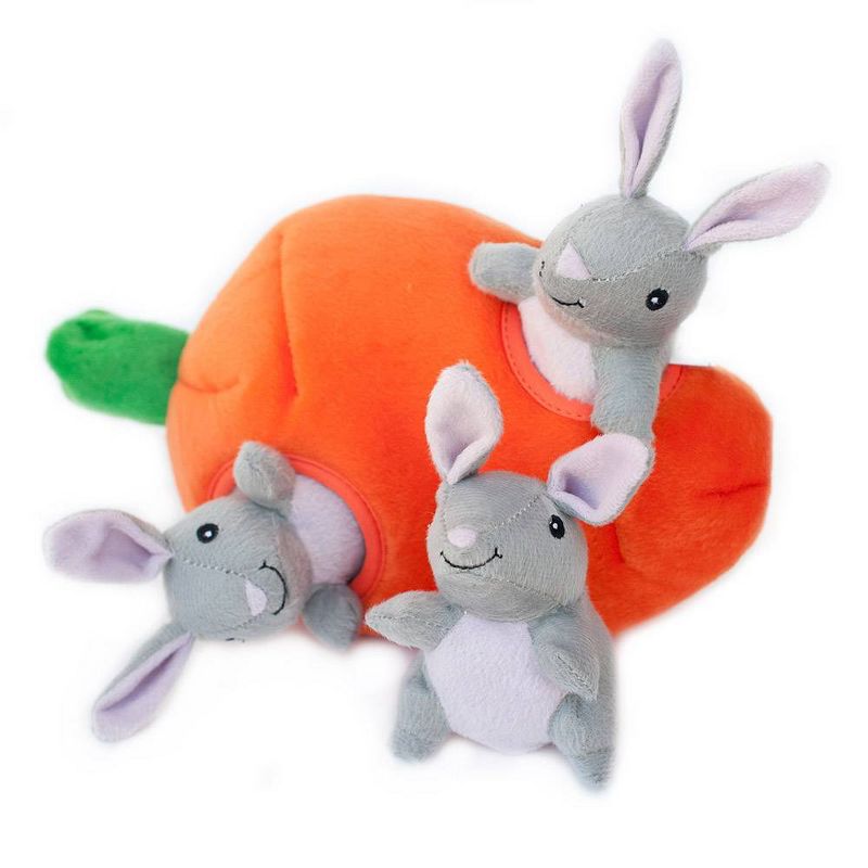 ZippyPaws Burrow Bunny &#39;n Carrot Dog Toy, 2 of 5
