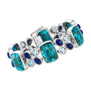Ross-Simons Turquoise Bracelet With Lapis and 12.00 ct. t.w. Sky Blue Topaz in Sterling Silver - 1 of 4