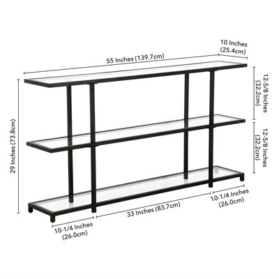 55 in Blackened Bronze Glass Console Table with Storage