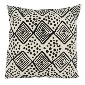Saro Lifestyle Mudcloth Pillow - Down Filled, 22" Square, Black/White - 1 of 3