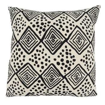 Saro Lifestyle Mudcloth Pillow - Down Filled, 22" Square, Black/White