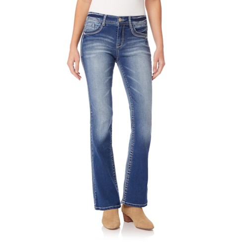 WallFlower Luscious Curvy Bootcut Mid-Rise Insta Stretch Juniors Jeans ( Standard And Plus), Blackberry, 1 Long Donna