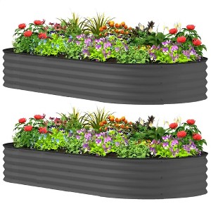 Resenkos Patio Planting Bed, Raised Garden Bed,7' x 3' x 1' Raised Garden Bed Sets for Gardening with Metal Plant Stakes, - 1 of 4