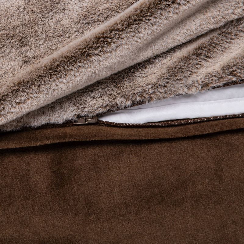 55&#34; x 80&#34; 18lbs Faux Fur Weighted Blanket with Removable Cover Brown - Threshold&#8482;, 4 of 6