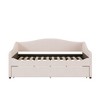 TIRAMISUBEST Teddy Fleece Upholstered Daybed with LED Light and Trundle, Twin/Full Size Daybed Frame Sofa Bed with Wood Slats Support - 4 of 4