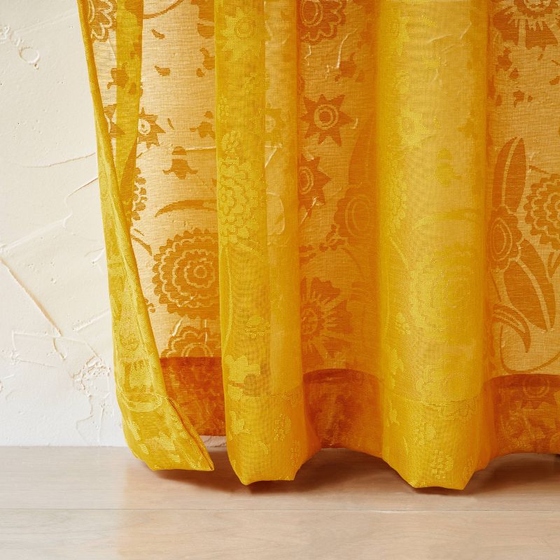 1pc Sheer Idris Printed Burnout Window Curtain Panel Gold - Opalhouse™ designed with Jungalow™, 4 of 8