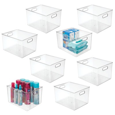 mDesign Plastic Bathroom Vanity Storage Organizer Bin with Handles