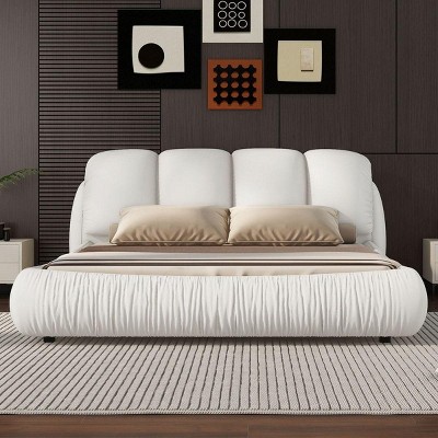 Streamdale Luxury Queen Upholstered Bed with Padded Leather Backrest