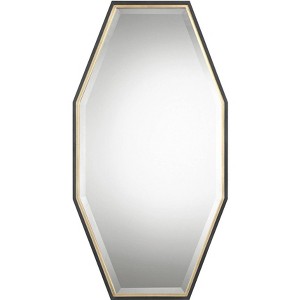 Uttermost Vanity Accent Wall Mirror Modern Beveled Dark Espresso Gold Leaf Wood Frame 24" Wide for Bathroom Bedroom Living Room - 1 of 1