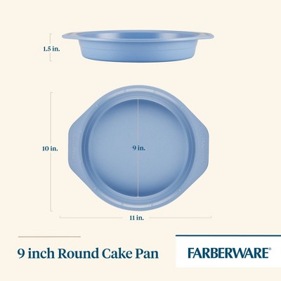 Blue Nonstick Round Steel Cake Pan with Handles, 9 Inch