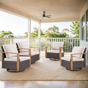 Buenhomino Outdoor Swivel Patio Chairs Set of 4, Wicker Swivel Outdoor Chairs Set of 4, 4 Piece Furniture Set for Porch, Deck, Sunroom, Yard, Poolside - 1 of 4