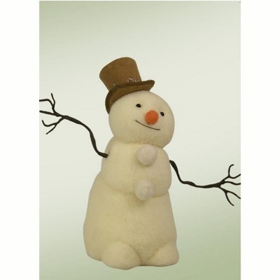 Byers Choice 11.25" Cream and Brown Wool Felted Posable Snowman with Top Hat Christmas Figure Decoration