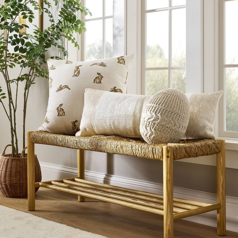 Bench with Woven Frame Light Brown - Threshold&#8482; designed with Studio McGee, 3 of 9