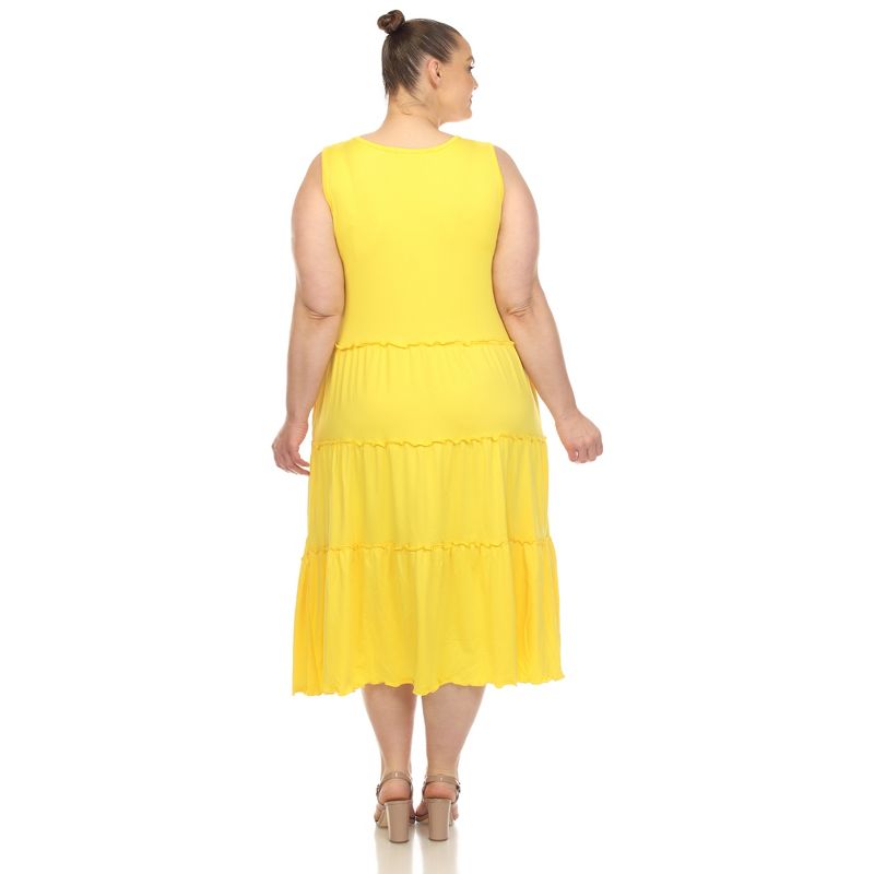 Women's Plus Size Scoop Neck Tiered Midi Dress - White Mark, 3 of 6