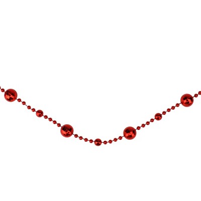 Northlight 15' x 0.5" Red Shiny Crimson Mirrored Disco Ball Beaded Christmas Garland