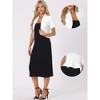 INSPIRE CHIC Women's Casual Open Front 3/4 Sleeve Collarless Business Blazer Cardigan - 2 of 4
