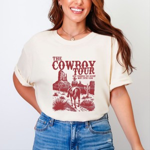 Simply Sage Market The Cowboy Tour Distressed Garment Dyed Tee - XL - Ivory - 1 of 4
