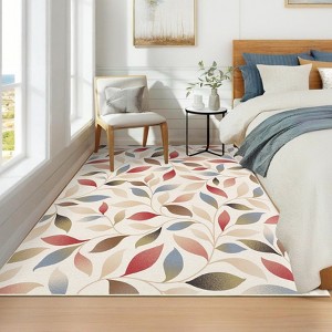 Modern Floral Area Rug Contemporary Washable Indoor Rug - 1 of 4