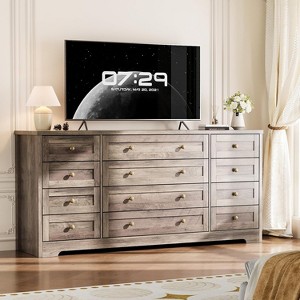 stand up dresser Sikaic Dresser Bedroom Furniture Corner L Shaped LED TV Stand Convertible Dresser Brown / Engineered Wood / Modern main image 0
