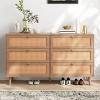 ORRD 6 Drawer Double Dresser for Bedroom, Modern Storage Chest with Handwoven Doors, Wide Top Dresser for Living Room, Entryway - 3 of 4