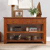 OUTSUPPLY Solid Pine Wood Console Table with 3 Drawers & 2 Shelves, Vintage Entryway Sofa Table - 3 of 4