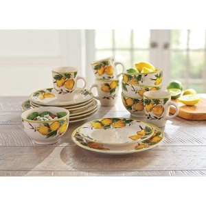 BrylaneHome 16 Piece Lemon Dinnerware Set - 1 of 3