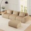 114" L-Shaped Modular Sofa Flannelette 3-Seater Ottoman Buckle No Assembly Light Camel - 3 of 4
