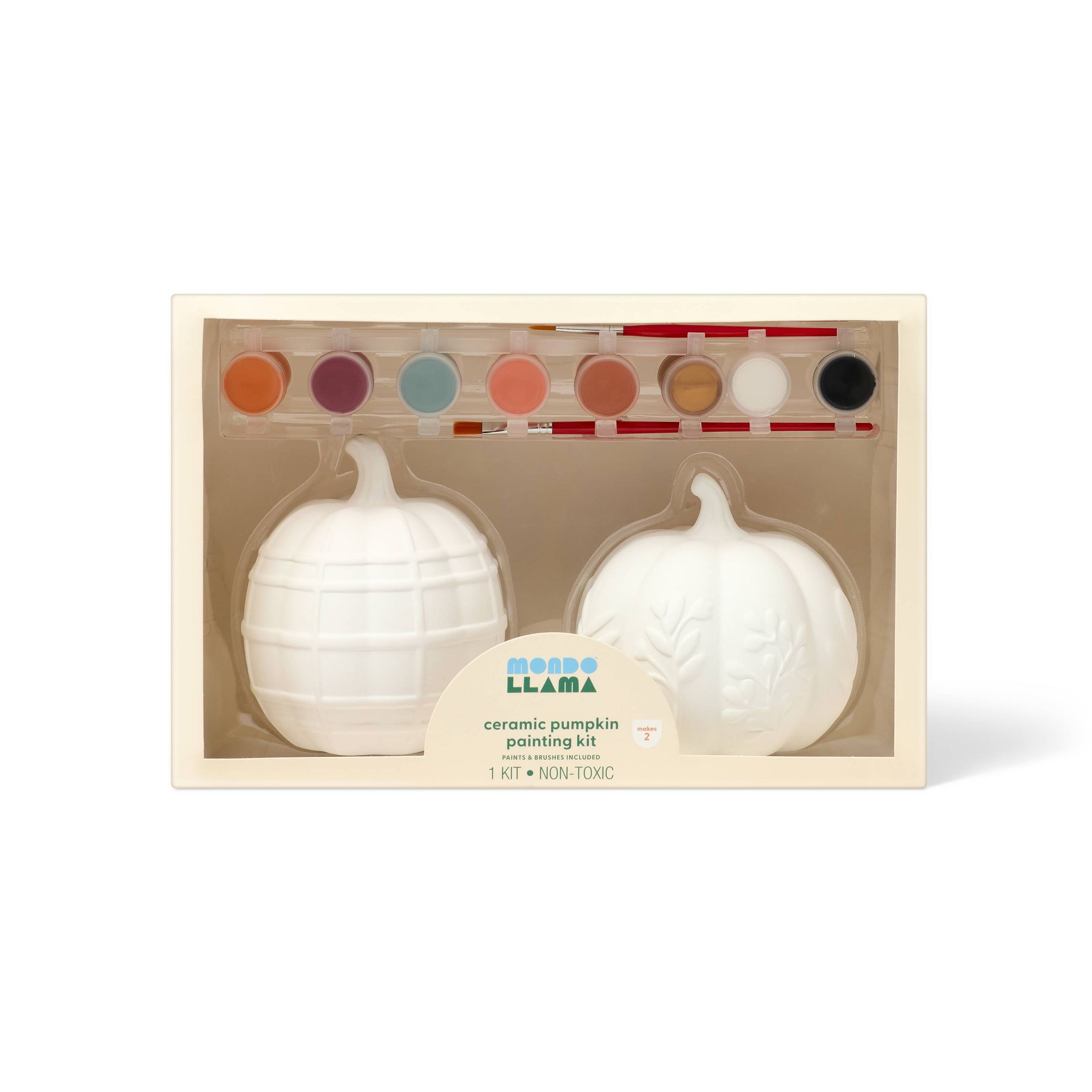2ct Halloween Craft Ceramic Pumpkins Painting Activity Kit - Mondo Llama™