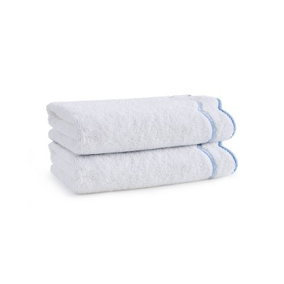 Peri Home 2pk Hand Towel Set White/Blue Scallop