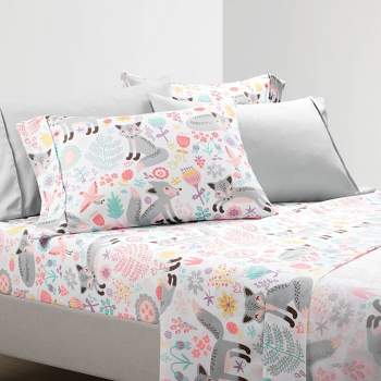 6pc Full Kids' Pixie Fox Soft Sheet Set Gray/Pink - Lush Décor