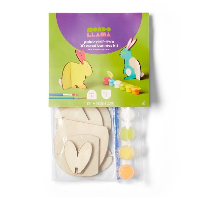 Easter Craft 2Ct 3D Wood Bunny Painting Kit- Mondo Llama™