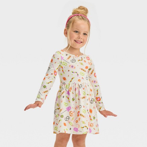 Toddler Girls' Long Sleeve Halloween Printed Dress - Cat & Jack™ 5t ...