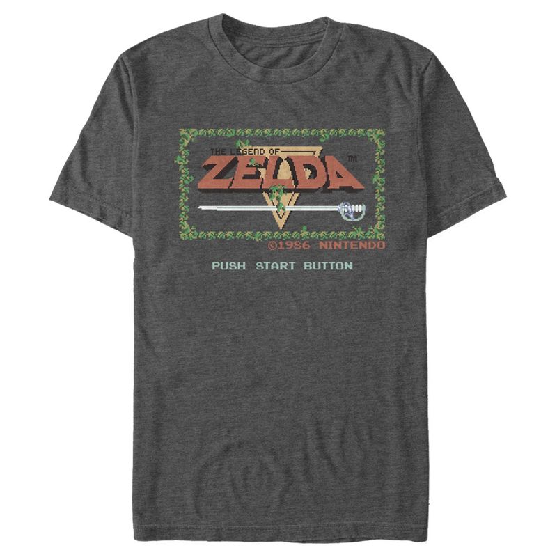 Men's Nintendo Zelda 8-Bit Title Screen T-Shirt, 1 of 3